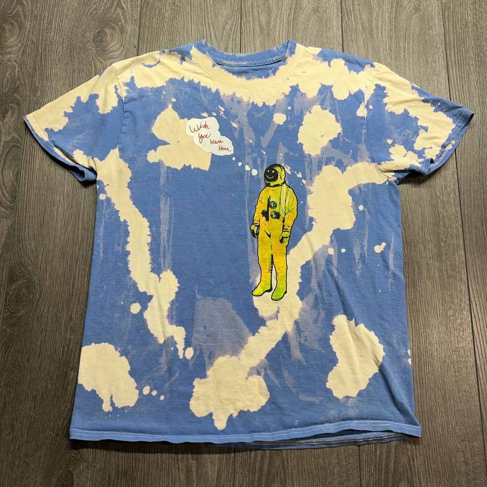 Travis Scott Astroworld Tour T-Shirt Bleach Tie Dye Astronaut Blue Mens Medium